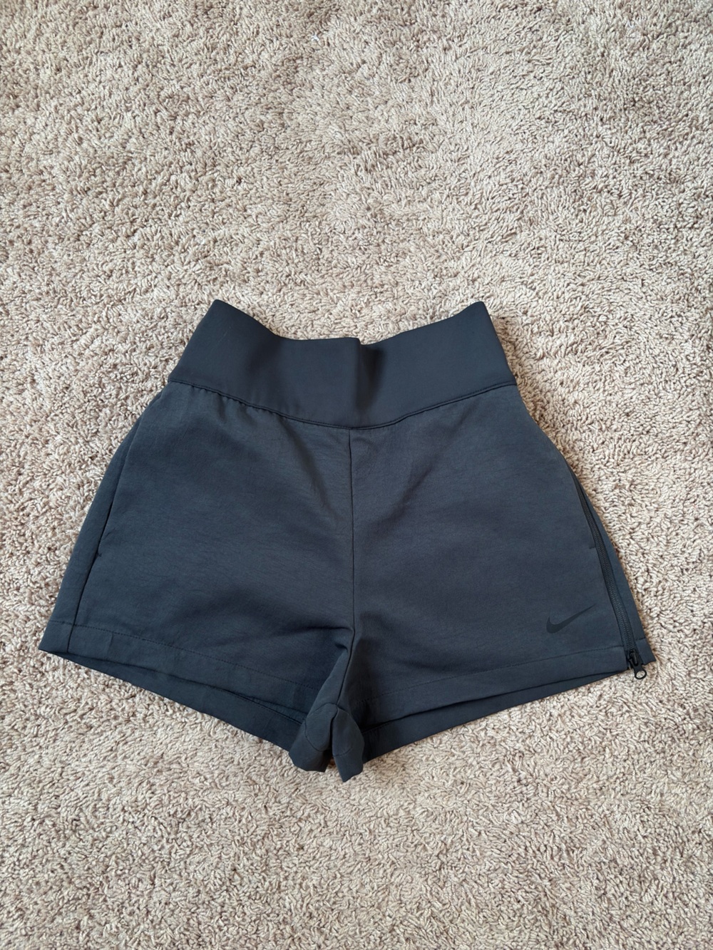 Nike Black Women's High-Rise Athletic Shorts with Subtle Swoosh